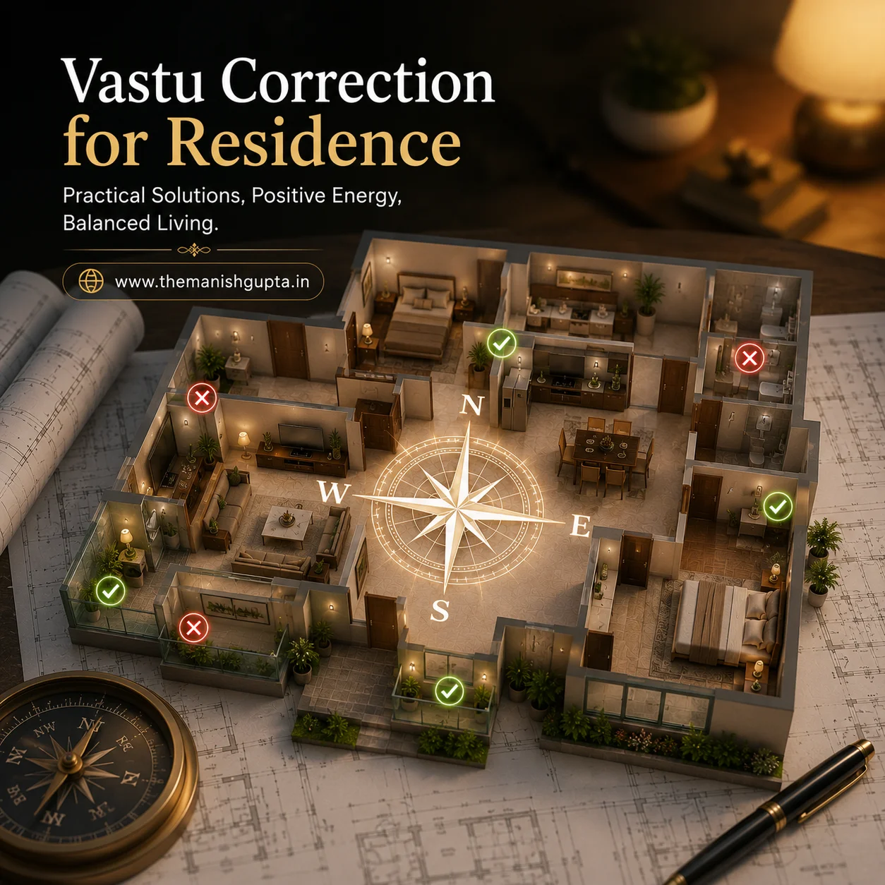 Residential vastu correction and no demolition vastu solutions