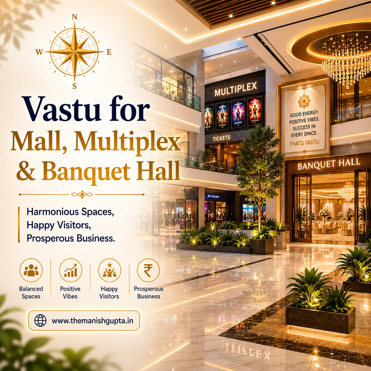 Vastu for mall multiplex and banquet hall for visitor experience and business success