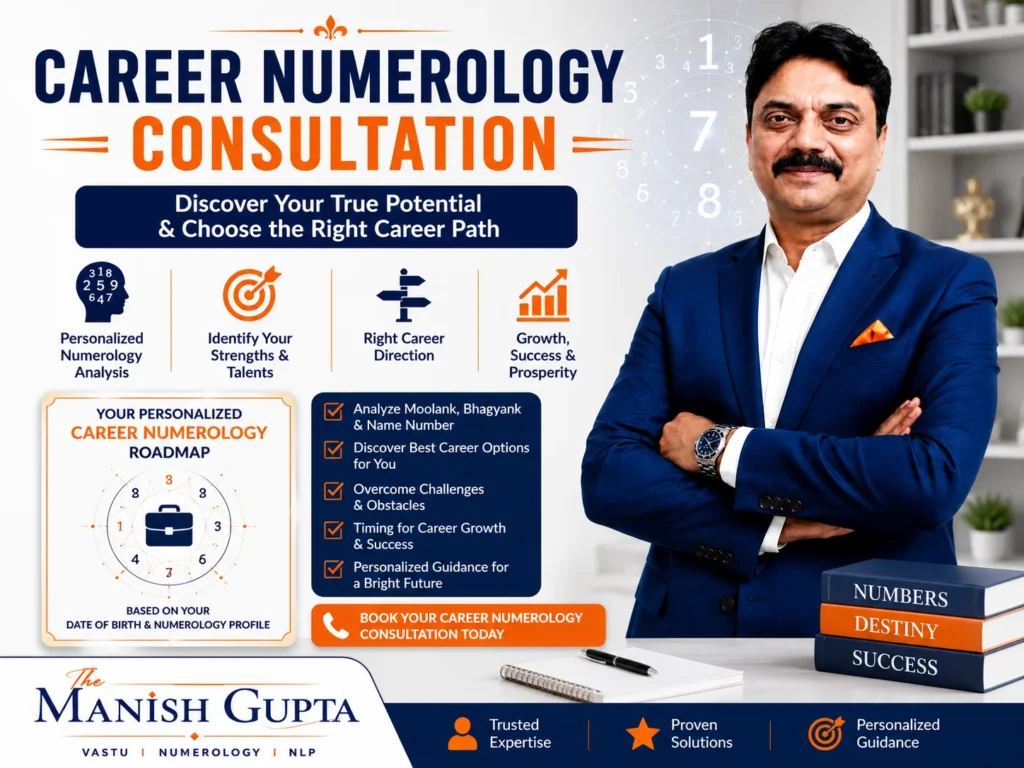 Career Numerology Consultation by The Manish Gupta for career guidance, career selection, job opportunities, professional growth and future planning based on numerology.